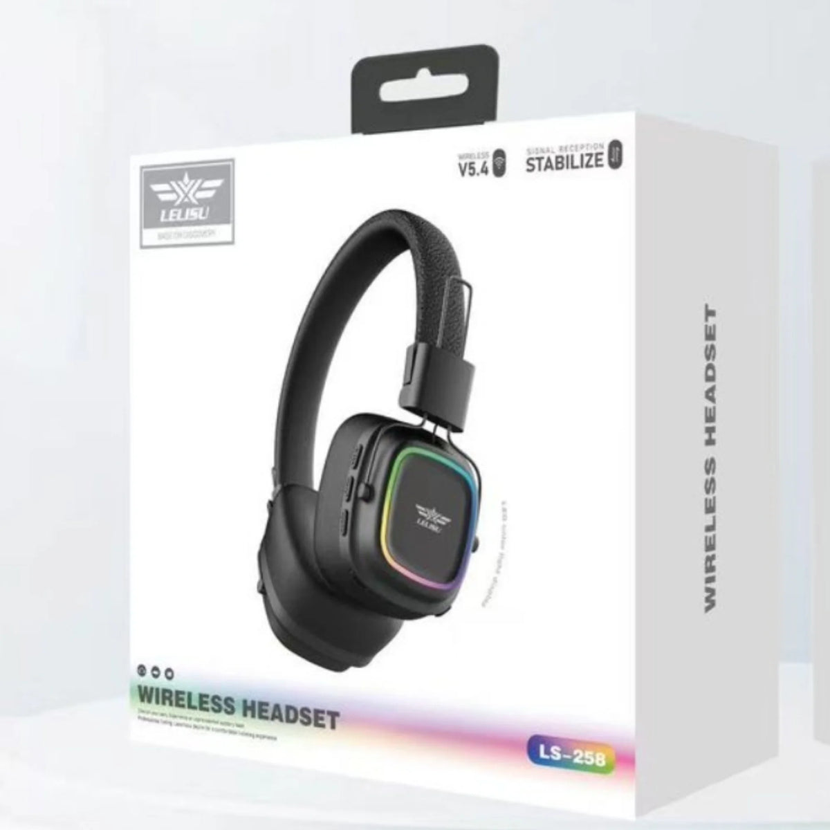 Lelisu LS-258 Wireless Stereo Headphones | Bluetooth 5.4 Over-Ear Headset with Type-C Charging & LED Lights Bluetooth Over-Ear Stereo Headphones