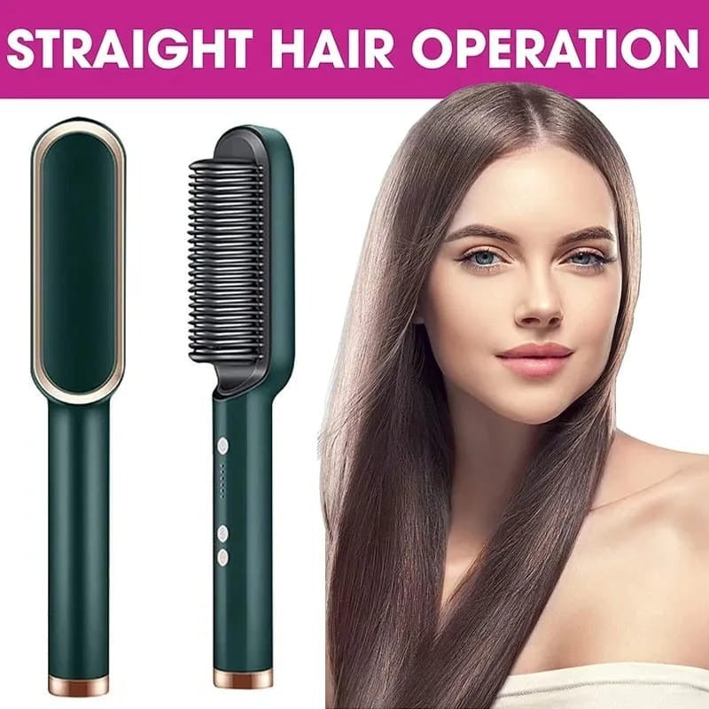 909 Hair Straightening Brush | Electric 2‑in‑1 Straightener & Curler