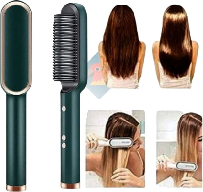 909 Hair Straightening Brush | Electric 2‑in‑1 Straightener & Curler