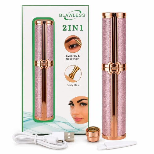 2-in-1 Flawless Facial Hair Remover & Eyebrow Trimmer | USB Rechargeable, Painless & Portable | Pink Color